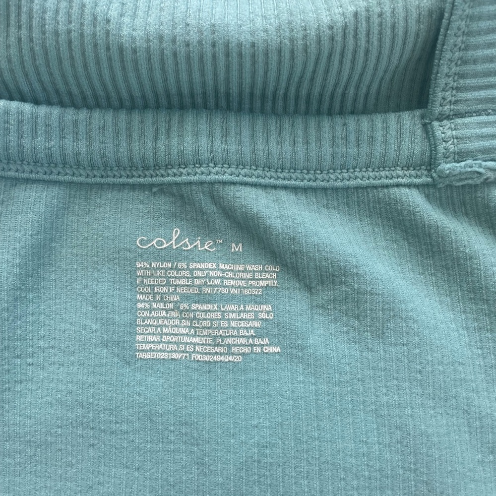 Colsie Teal Ribbed Top - Picture 3 of 3